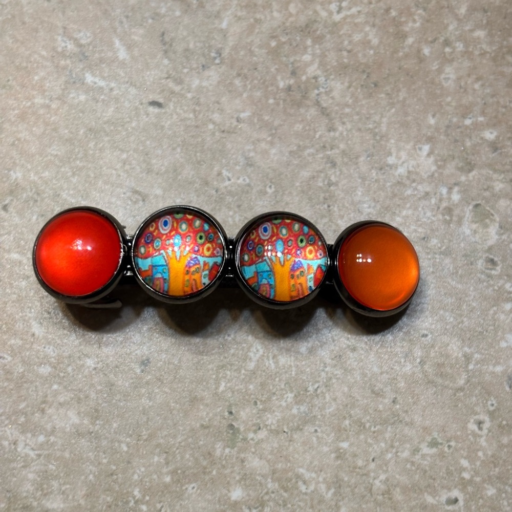 Colorful Orange Tree of Life Barrette
